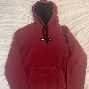 Hollister Men's Deep Red Hoodie